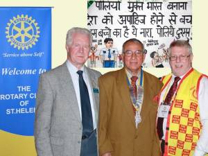 Pictured are Club Foundation Chair John Frodsham, Club President Jayaram and Guest Speaker PDG Derek Newman